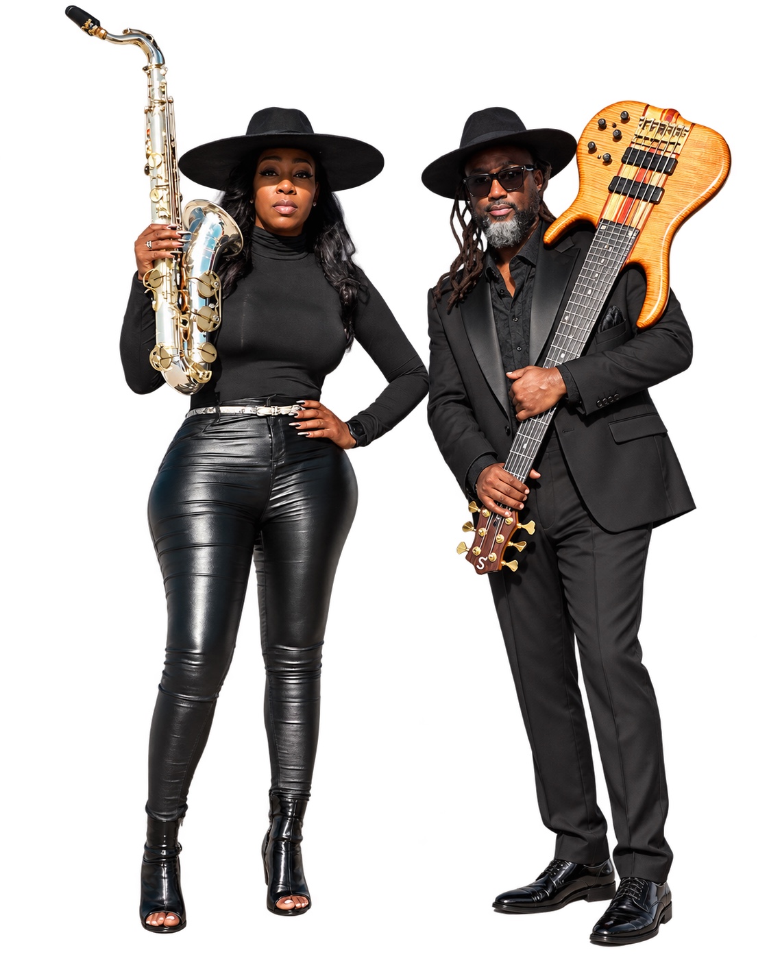 Charmin and Jermaine with saxophone and bass